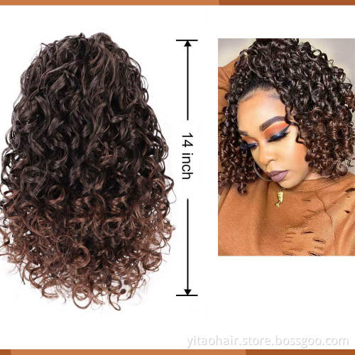 Curly Ponytail Hair Piece High Synthetic Hair with 2 Clips for Women (Mixed Dark Brown)